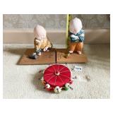 HAKATA DOLLS AND JAPANESE DECORATED BASKET W/ LID
