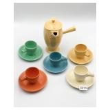 FIESTA TEAPOT WITH 5 CUPS AND MATCHING LINERS