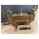 LARGE ANTIQUE TURKISH SHOESHINE BOX WITH GLASS