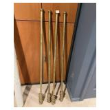 4 48" BRASS CURTAIN RODS WITH BRASS ENDS AND