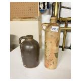 ANTIQUE STONEWARE BOTTLE, BROWN JUG