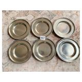6 ROYAL HOLLAND PEWTER PLATES, 6"