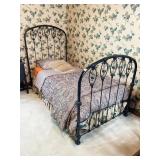 TWIN IRON BED W/ MATTRESS 57" H X 42" W X 83" L