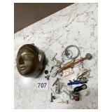 FIGURAL BRASS HEAD TRINKET DISH MADE IN INDIA