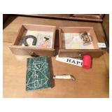DRAWER CONTENTS, KNIFE, HORSESHOE, ETC.