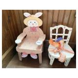 DOLL CHAIR AND DOLL BUNNY CHAIR BOTH HAND PAINTED