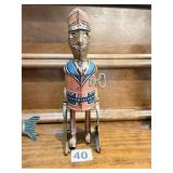 RARE RED CAP PORTER WIND UP TOY BY LOUIS MARX AND