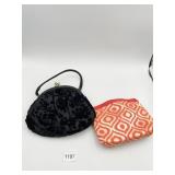 RHINESTONE CLOSURE BLACK PURSE AND ZIPPER TOP