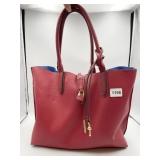 TUTILO RED LEATHER PURSE W/ OUTSIDE POCKET