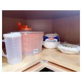 SALAD SPINNER, COFFEE FILTERS, PLASTIC PITCHER