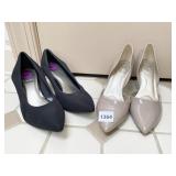 BANDOLINO SHOES, IMPO SZ. 8.5 BLACK AND TAN HEELS