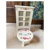 DOLL 2 DOOR CABINET, ROUND TABLE HAND PAINTED