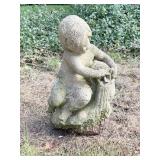 CEMENT FOUNTAIN OF A GIRL SITTING