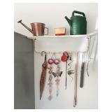 2 WATERING CANS, HANGING DECORATIONS, ETC.