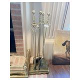 BRASS FIREPLACE SET 4 PC.
