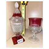 CRANBERRY COVERED CANDY AND GLASS