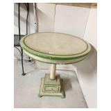 ROUNDWOOD TABLE WITH GREEN ACCENT BELIEVED TO BE