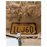 1957 PENNSYLVANIA LICENSE PLATE