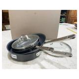 EMERIL COOKWARE, 10" AND 8" WITH LIDS, 3 QT POT