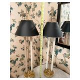 2 BRASS CANDLESTICK LAMPS