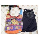 NEW YORK PURSE W/ PEACE SIGN, BEADED FRONT SHIRT