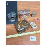 1900 RUSSIAN TEA TIN, HAND PAINTED TUMS BOX