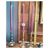 3 BRASS CANDLESTICKS