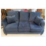 BLUE 3 CUSHION SOFA VERY GOOD CONDITION W/ 2