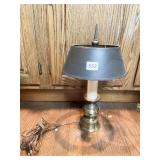 BRASS BASE CANDLESTICK LAMP W/ BLACK SHADE