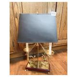 BRASS HORN BASE DESK LAMP W/ BLACK SHADE