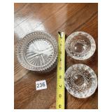 WATERFORD BOWL AND 2 ASHTRAYS