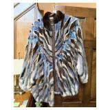 VIBRANT VINTAGE REAL FUR COAT IN SHADES OF BLUE,