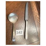 STERLING WRAPPED HANDLE KNIFE AND STERLING LADEL