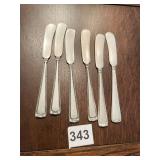 6 STERLING BUTTER KNIVES