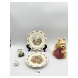 WHINEY THE POOH PANK, 2 BUNNYKIN PLATES, ETC.