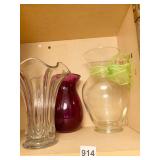 GLASS VASES, TALLEST IS 11"
