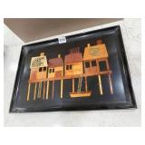 COUROC INLAY MID CENTURY VINTAGE SERVING TRAY,