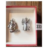 BEAR AND ANGEL STERLING ORNAMENTS 3" D - .898ozt