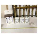 GERMAN PORCELAIN CANISTER AND SPICE JARS