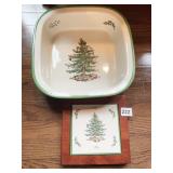 SPODE SQUARE BAKING DISH AND TRIVET