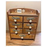 WOODEN SPICE DRAWERS WITH PLAQUES, 10", VINTAGE