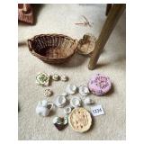 MUFFY PIE, MINIATURE TEA SET, BASKET, ETC.