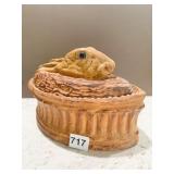 FIGURAL CERAMIC RABBIT BAKING LIDDED DISH, 10"L