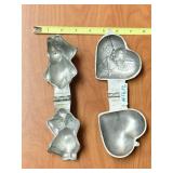 VINTAGE PEWTER HEART AND THANKSGIVING TURKEY MOLD