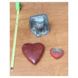 PEWTER DOG CANDY MOLD AND TWO HEARTS
