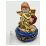 ANGEL TOP TRINKET LIMOGES FRANCE PEINT