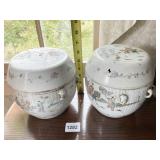 CHINESE PORCELAIN 2 PC. JARS W/ HOLE ON TOP W/