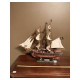 24" MODEL PIRATE SHIP ON MARBLE BASE, STAND NEEDS