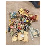 PLAYMOBIL FIGURES, FURNITURE, 2 VEHICLES,