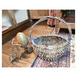 2 PC. EGG CANDY CONTAINER, WOVEN WICKER BASKET